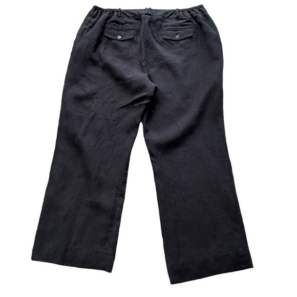 Talbots Womens Black 100% Linen Straight Leg Trouser with Elastic Waist Size 18w - Picture 6 of 14